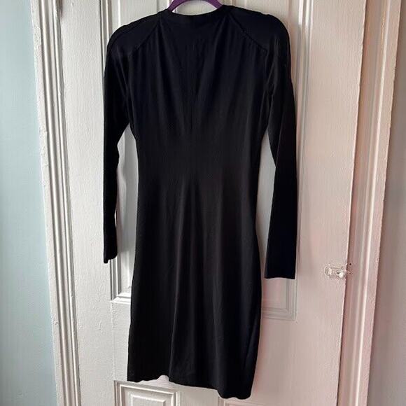 Cache Dress Womens Medium Y2K Black Surplice Mesh Cocktail Long Sleeve *Washwear - Picture 5 of 5